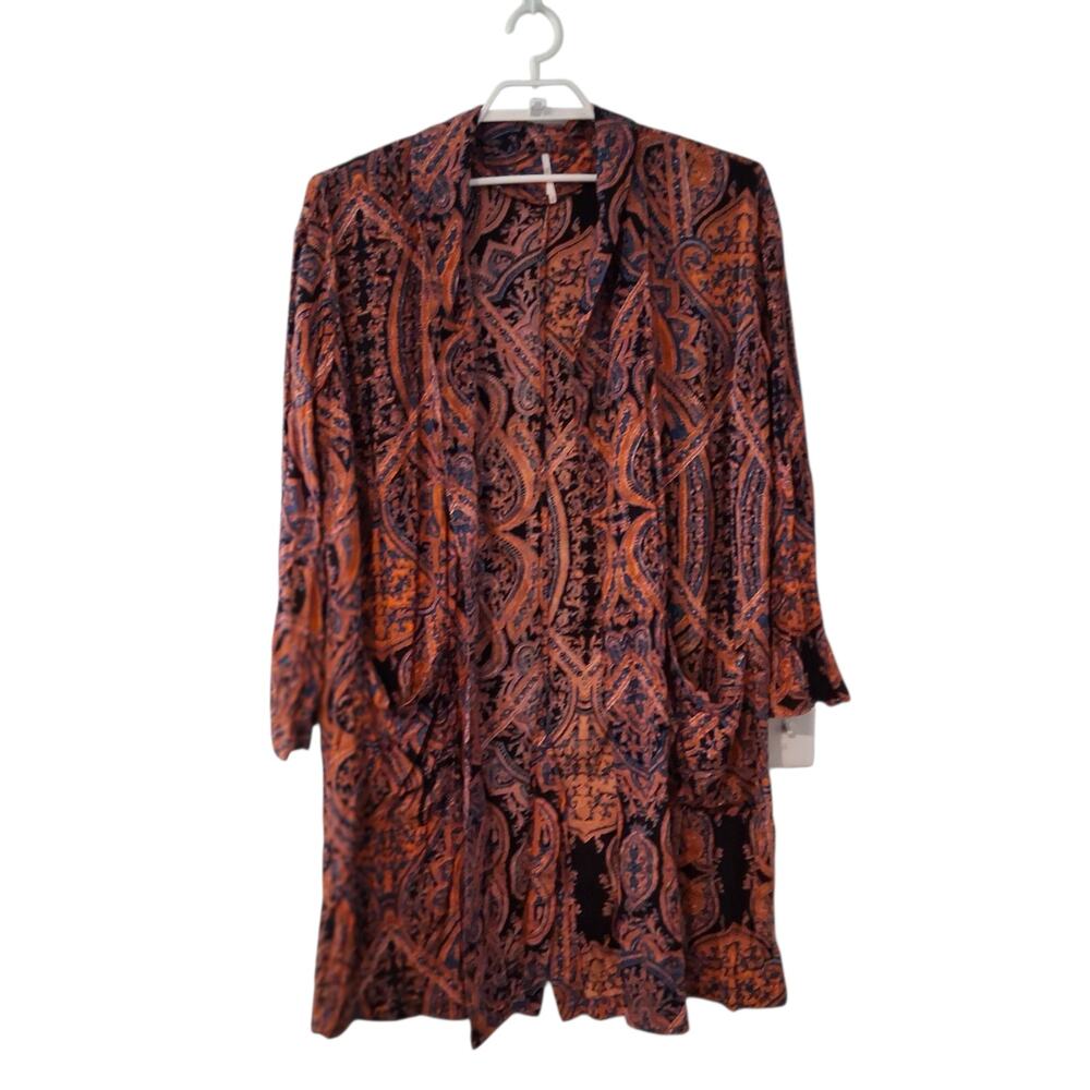 Free People Half Moon Duster womens Medium kimono black